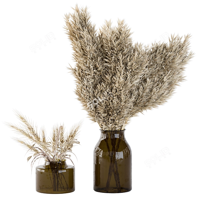 18-Piece Assorted Dry Plants 3D model image 1