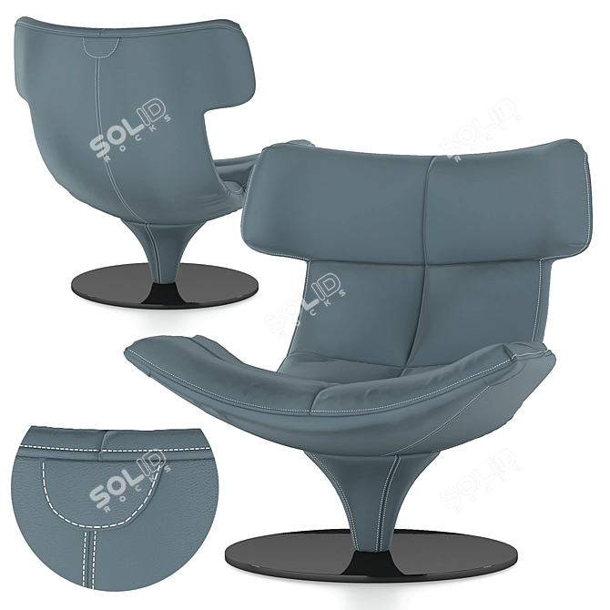 Title: Sleek Sphere Leather Chair 3D model image 1