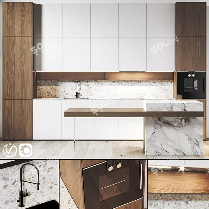 Modern Kitchen Model for 3dsmax & V-ray 3D model image 1