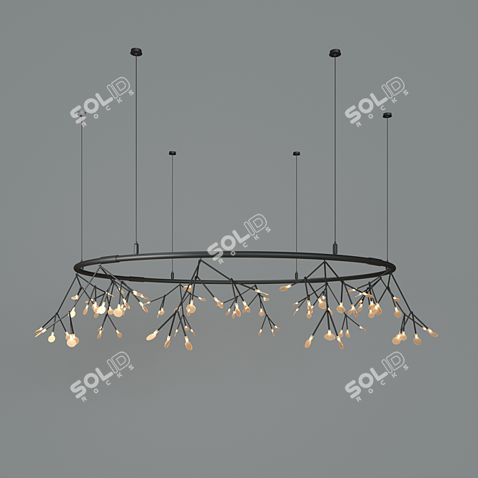 Elegant LED Black Petals Chandelier 3D model image 4