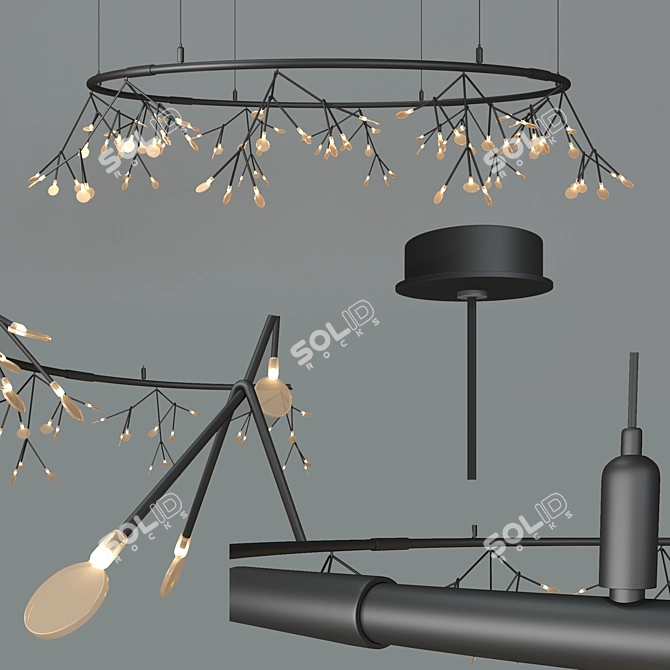 Elegant LED Black Petals Chandelier 3D model image 5