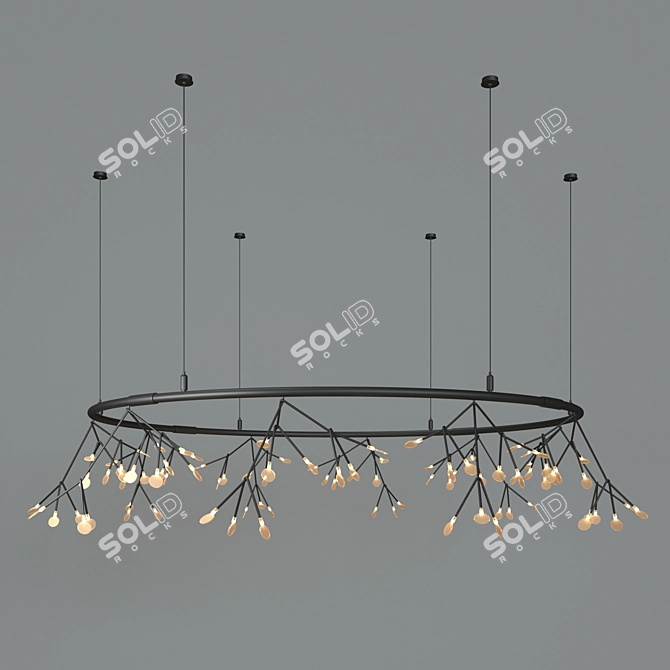 Elegant LED Black Petals Chandelier 3D model image 2