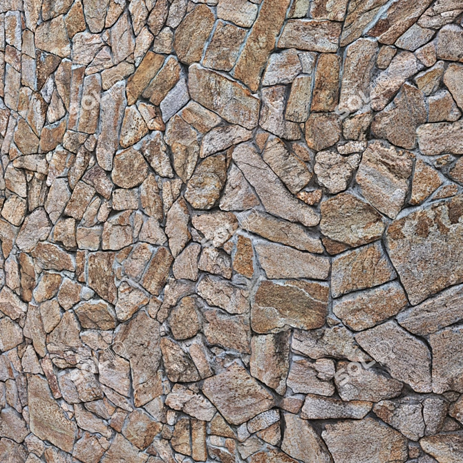 6K Old Stone Brick Wall Mosaic 3D model image 2