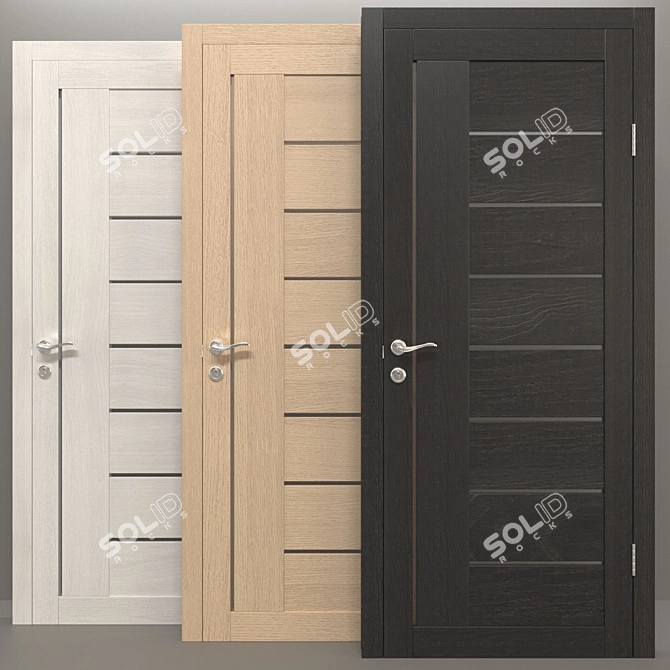 Modern Grey Pine Glass Door 3D model image 1