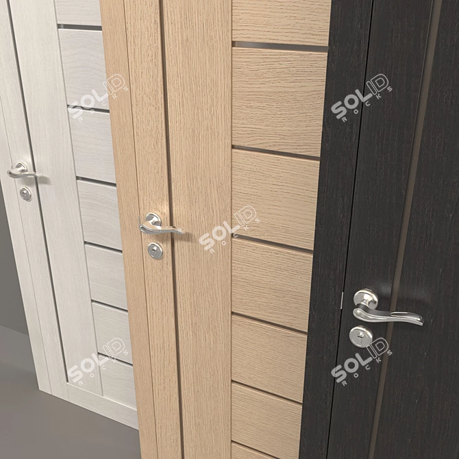 Modern Grey Pine Glass Door 3D model image 2