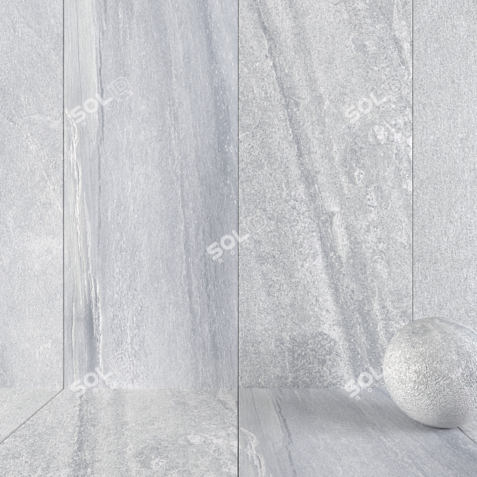 Santorini Ice Stone Wall: Elegant and Realistic 3D model image 1