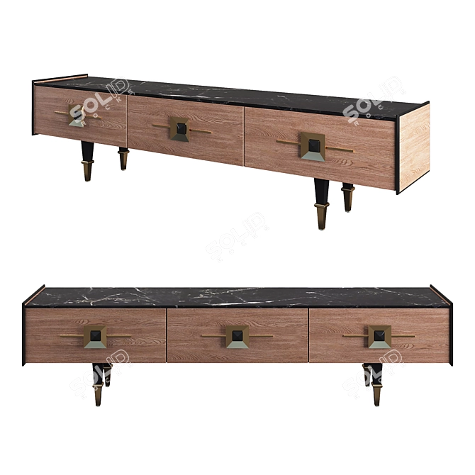 Regnum TV Console: Neoclassical Design, 225x57x45 cm 3D model image 1