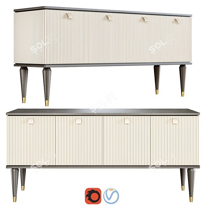 Elegant Gray Cocoon Sideboard 3D model image 1