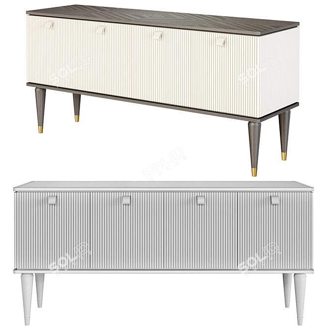 Elegant Gray Cocoon Sideboard 3D model image 2