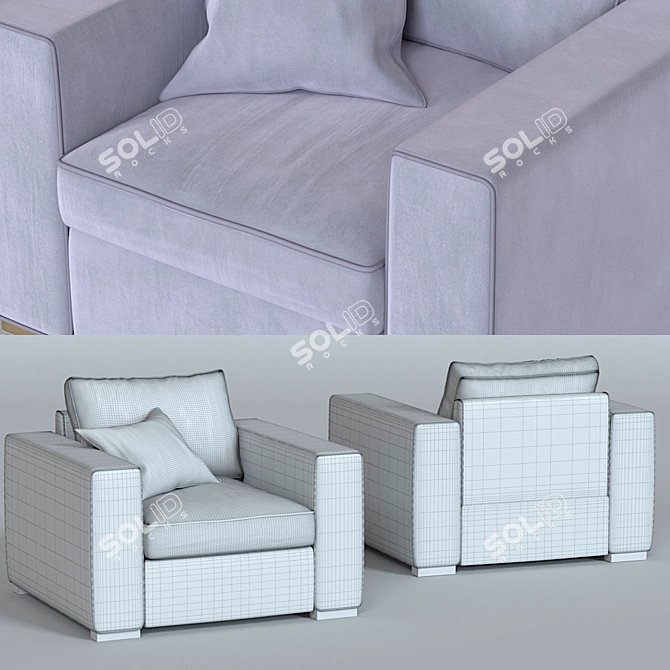 Viven Armchair: Elegant Origami Design 3D model image 3