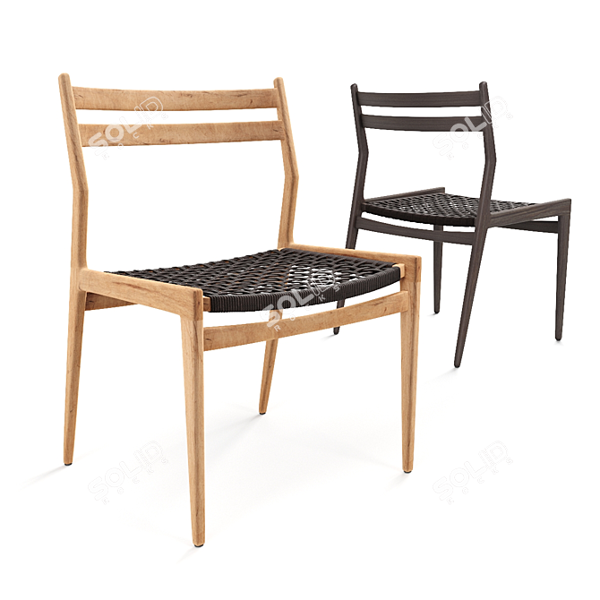 Versatile Woven Rope Dining Chair 3D model image 6