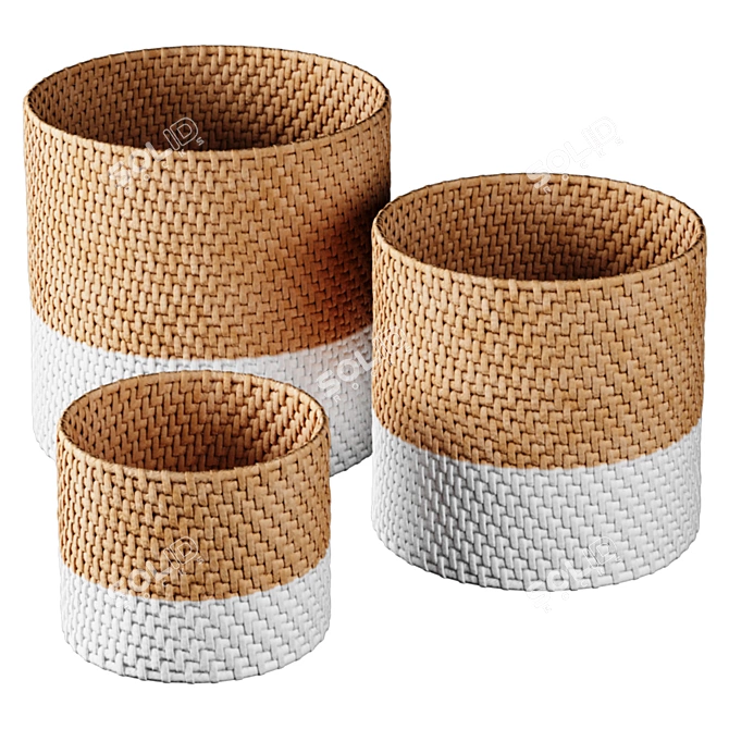 Rustic Wick Basket Set: 3D Models with Textures & Renderers (3ds Max, FBX) 3D model image 4