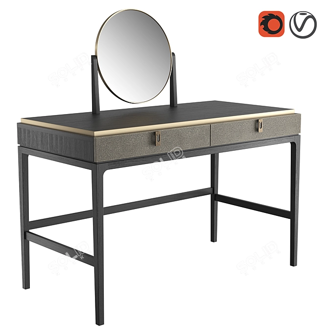 Glamour Dressing Table with Brass Accents 3D model image 1