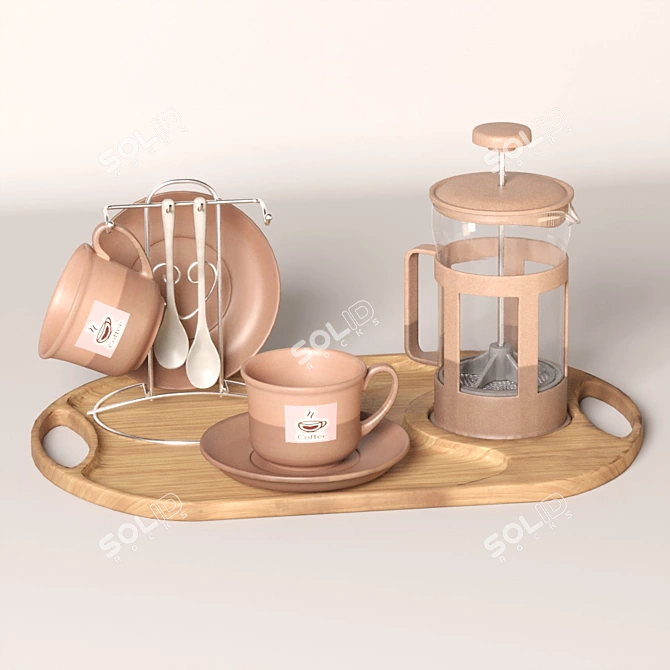 Elegant Brown Coffee Set - Vray & Corona Compatible 3D model image 1