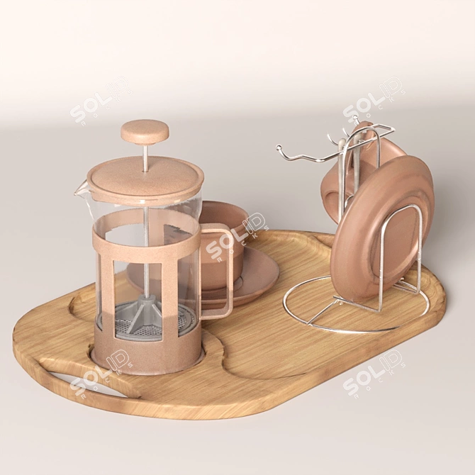 Elegant Brown Coffee Set - Vray & Corona Compatible 3D model image 3