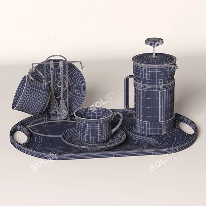 Elegant Brown Coffee Set - Vray & Corona Compatible 3D model image 4