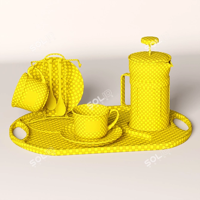 Elegant Brown Coffee Set - Vray & Corona Compatible 3D model image 5