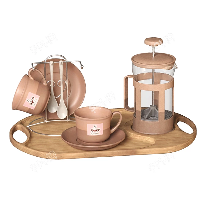 Elegant Brown Coffee Set - Vray & Corona Compatible 3D model image 6