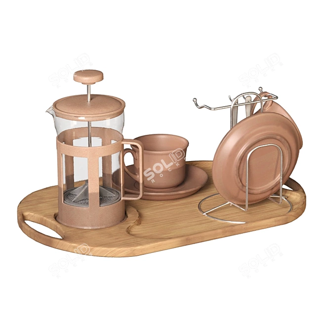 Elegant Brown Coffee Set - Vray & Corona Compatible 3D model image 8