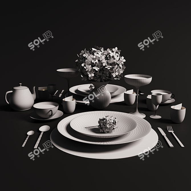 Elegant Tableware Set 3D model image 3