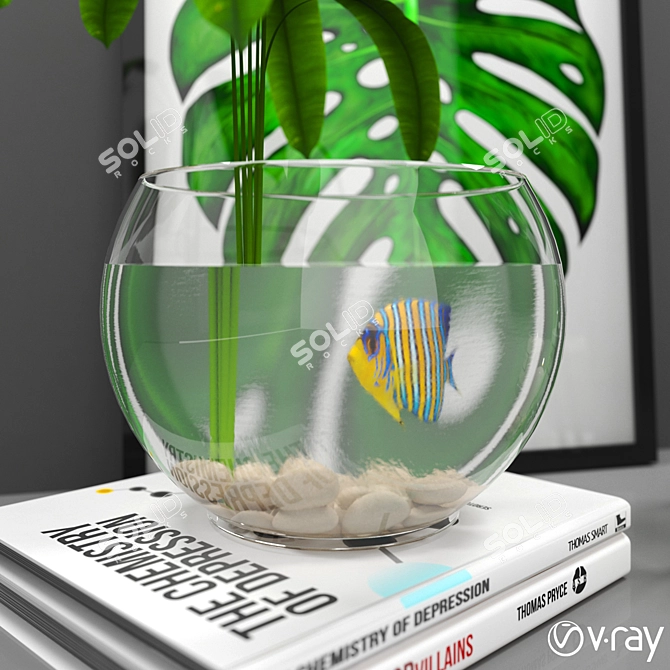 Oceanic Bliss: Fishbowl Decor Set 3D model image 2