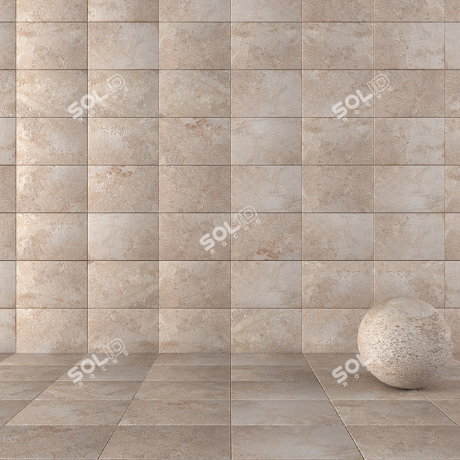 Elegant Derwent Stone Wall Tiles 3D model image 1