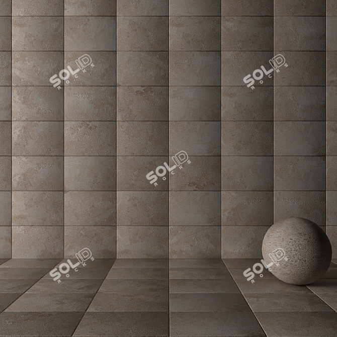 Elegant Derwent Stone Wall Tiles 3D model image 2