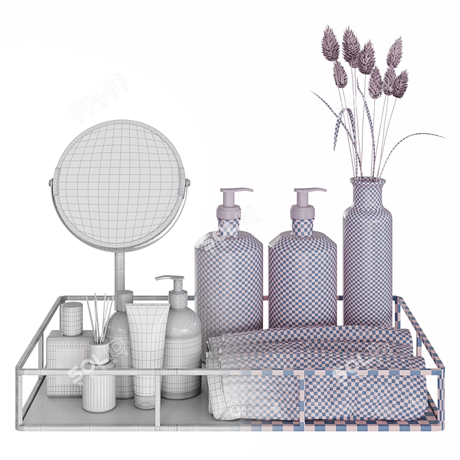 Bathroom Bliss Set: Mirror Tray, Decorative Bottle, Moisturizing Balm 3D model image 5