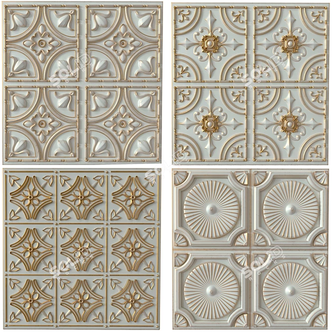 3D Decorative Panels Set 3D model image 1