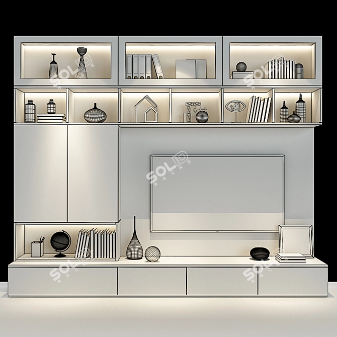 Modern Wooden Cabinet Furniture 3D model image 2