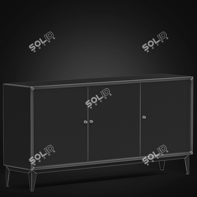Modern Three Door Console 3D model image 3