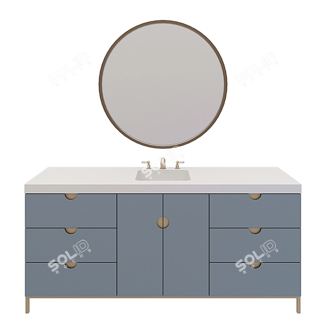 Modern Nightstand Washbasin with Mirror 3D model image 1