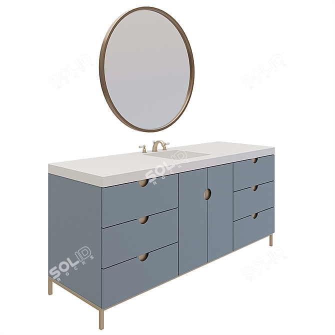 Modern Nightstand Washbasin with Mirror 3D model image 2