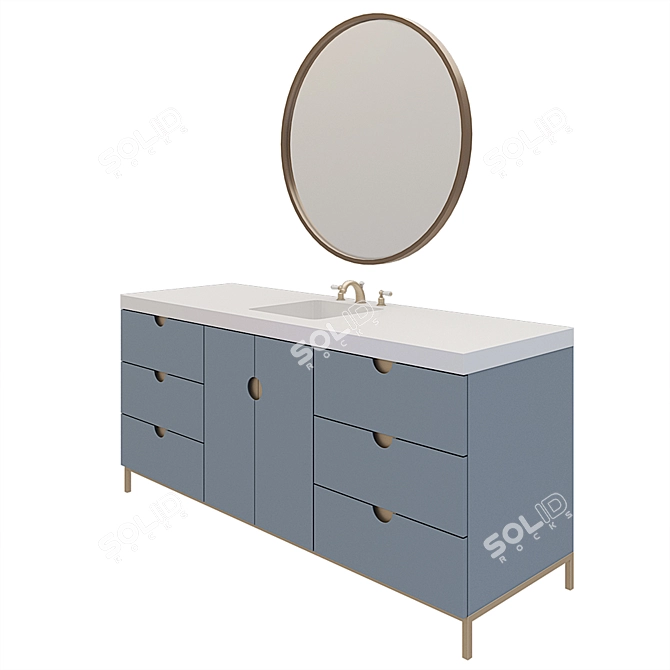 Modern Nightstand Washbasin with Mirror 3D model image 3