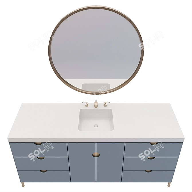 Modern Nightstand Washbasin with Mirror 3D model image 4