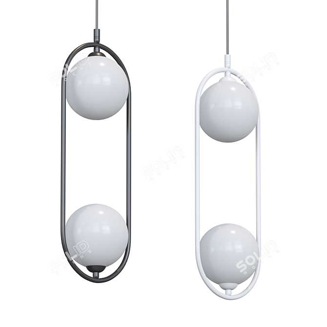 Sleek Duo Glass Pendant Lamp 3D model image 1