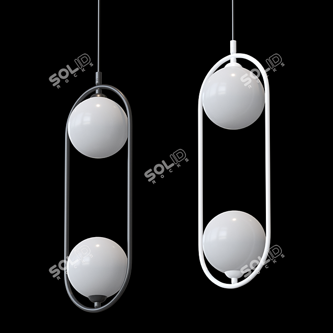 Sleek Duo Glass Pendant Lamp 3D model image 2