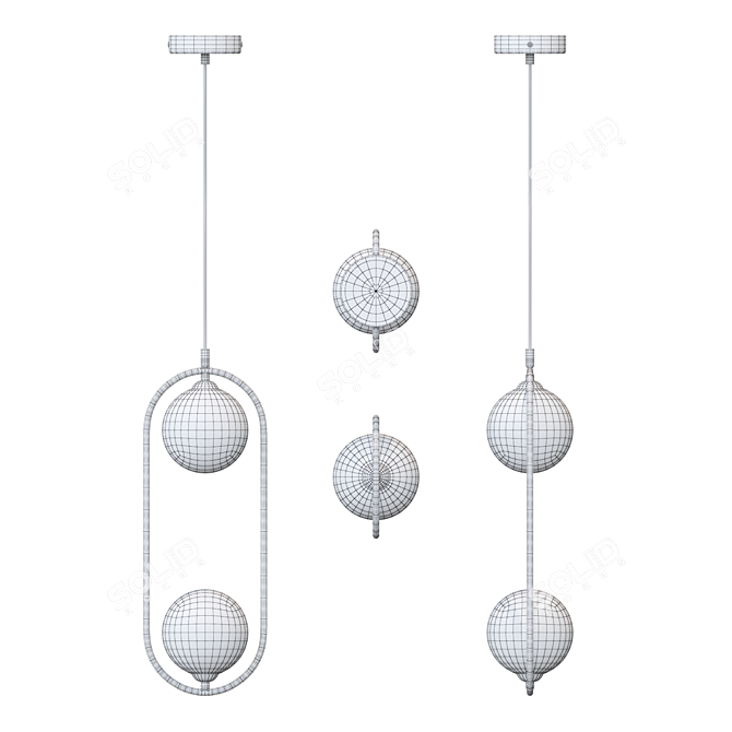 Sleek Duo Glass Pendant Lamp 3D model image 3