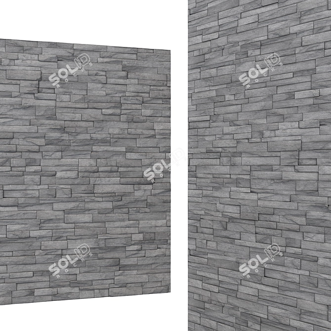 6K Tileable Gray Stone Wall Brick Mosaic: Corona & Vray Compatible 3D model image 2