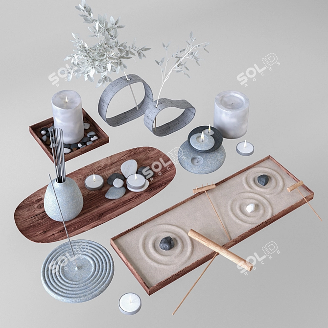 Serene Zen Garden Decor Set 3D model image 1