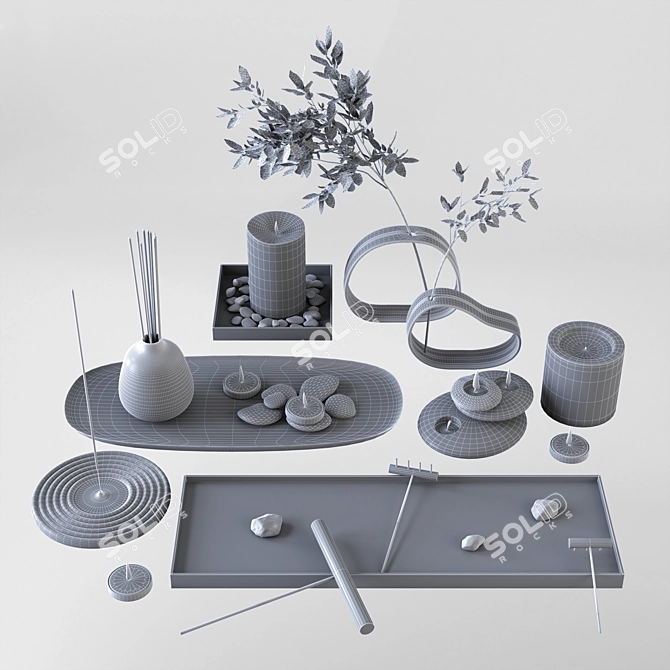 Serene Zen Garden Decor Set 3D model image 3