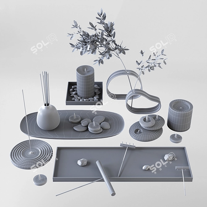 Serene Zen Garden Decor Set 3D model image 5