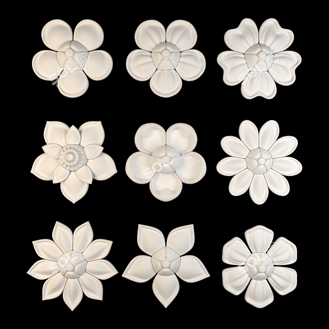 Luxury 3D Flower Ornaments 3D model image 1
