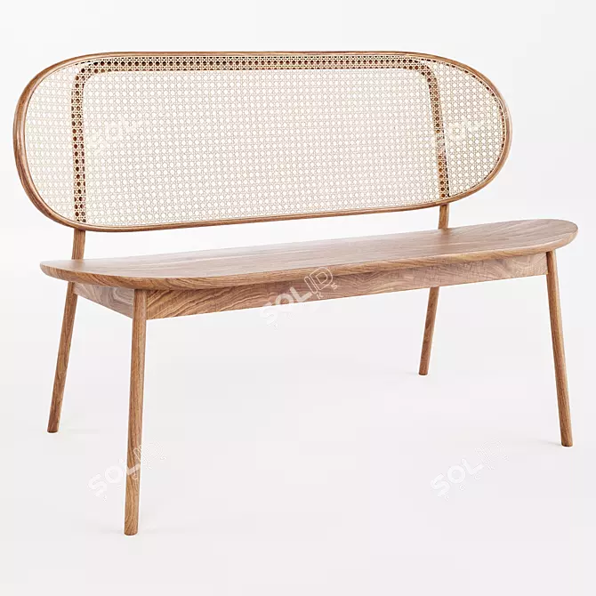 Rattan Bench: Cane Collection 3D model image 1