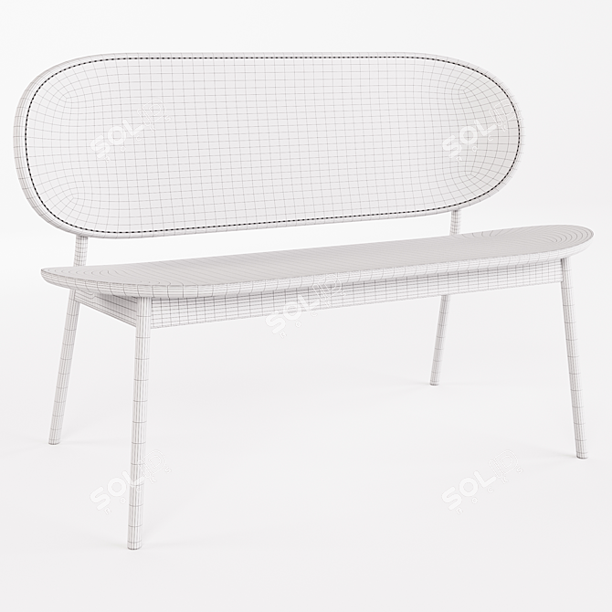 Rattan Bench: Cane Collection 3D model image 3