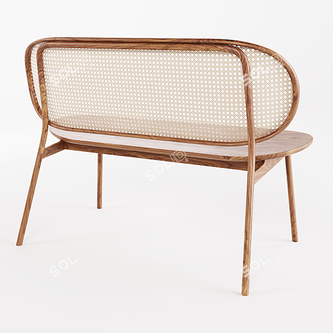 Rattan Bench: Cane Collection 3D model image 4