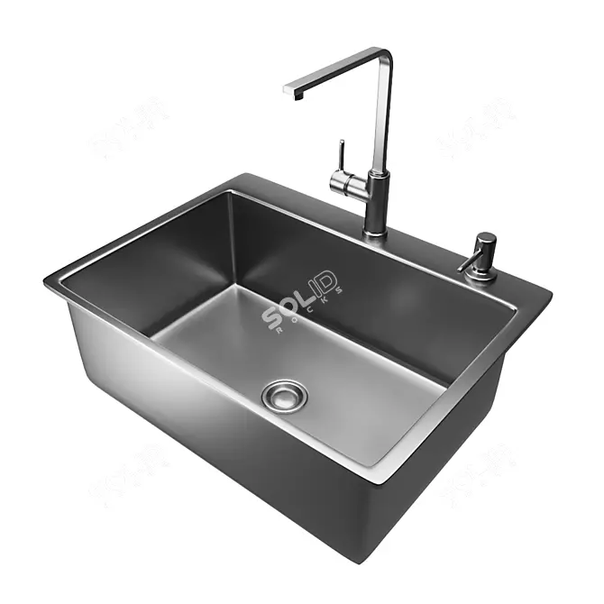 Compact Sink: 58x38x21cm 3D model image 1