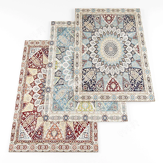 Versatile Collection: 5 Texture Rugs & Author Archive 3D model image 1