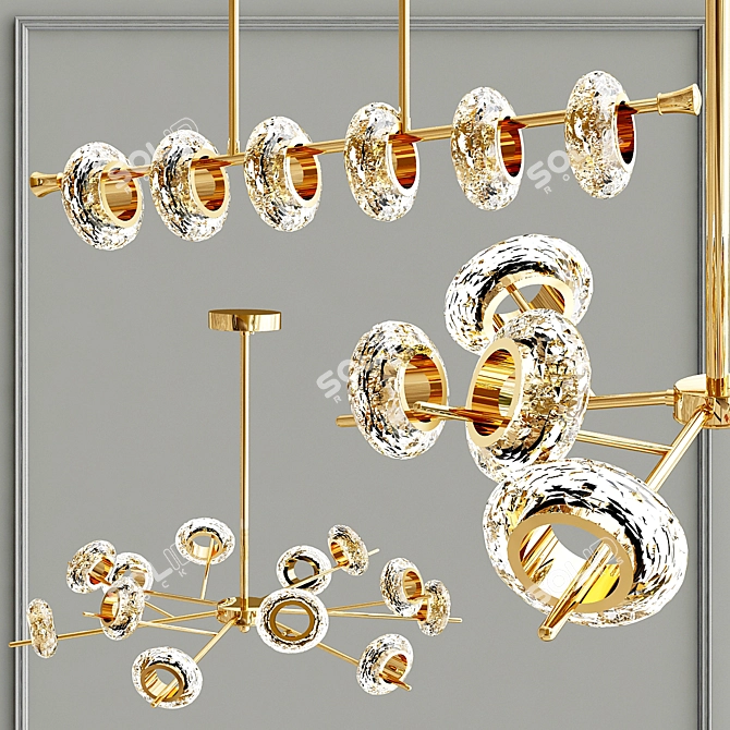 Elegant Gold Monaco Pendant Light 3D model image 1