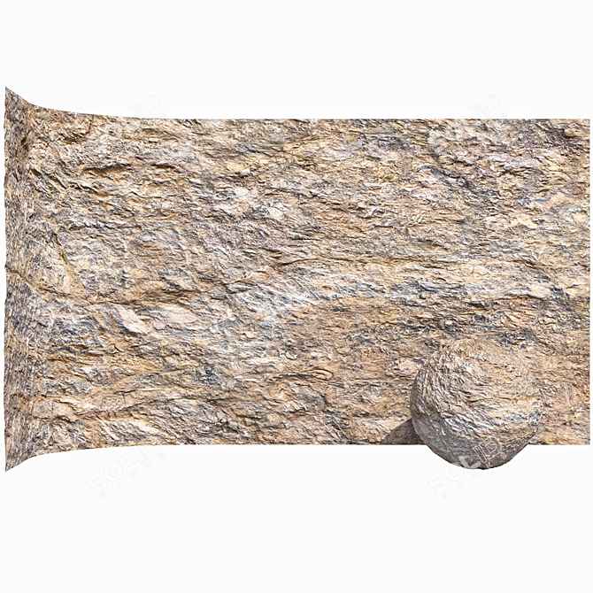 Desert Stone Wall Rock: High-Res Textures 3D model image 1